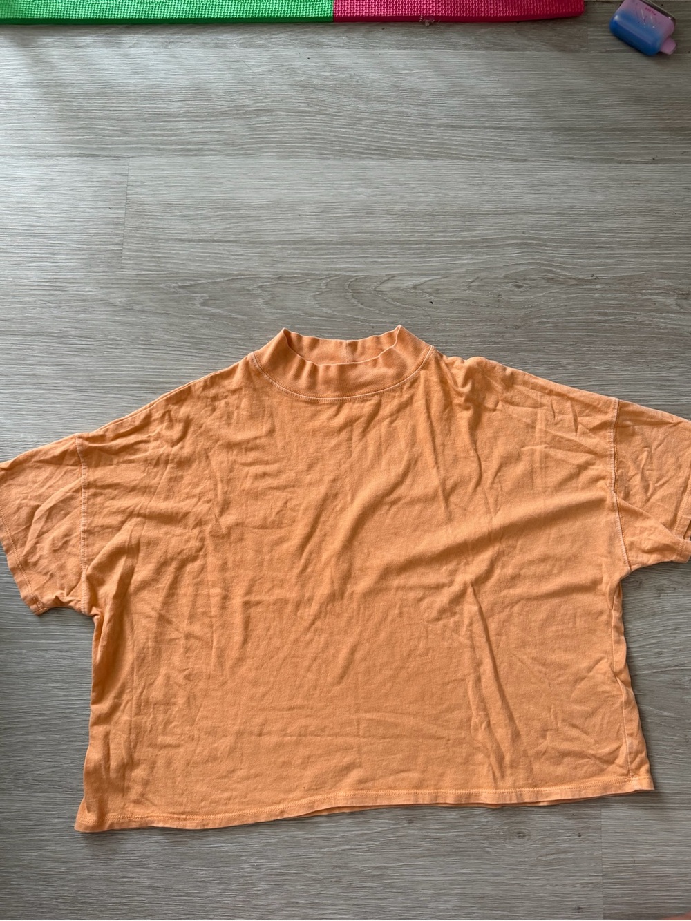 Free People-Orange Cropped Mock Neck Top